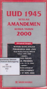 UUD 1945 SETELAH AMANDEMEN KEDUA TAHUN 2000